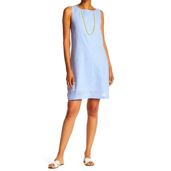 Beachlunchlounge Linen-Blend A-Line Dress - Blue - Large